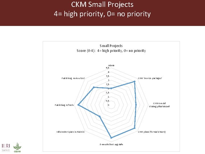 CKM Small Projects 4= high priority, 0= no priority Small Projects Score (0 -4):