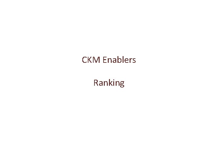 CKM Enablers Ranking 