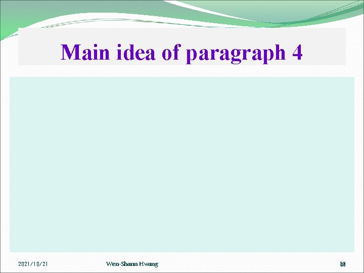 Main idea of paragraph 4 2021/10/21 Wen-Shann Hwang 88 88 