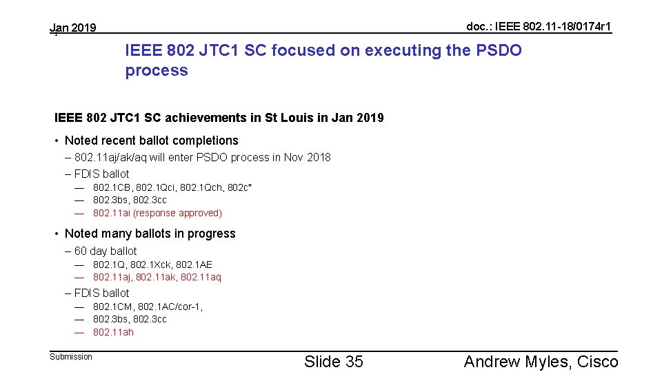 doc. : IEEE 802. 11 -18/0174 r 1 Jan 2019 1 IEEE 802 JTC