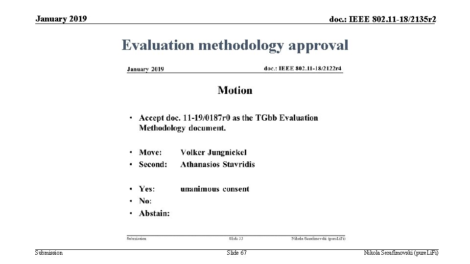 January 2019 doc. : IEEE 802. 11 -18/2135 r 2 Evaluation methodology approval Submission