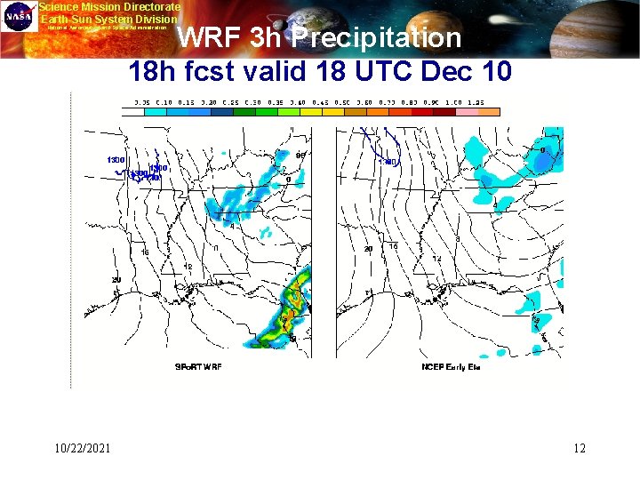 Science Mission Directorate Earth-Sun System Division WRF 3 h Precipitation 18 h fcst valid