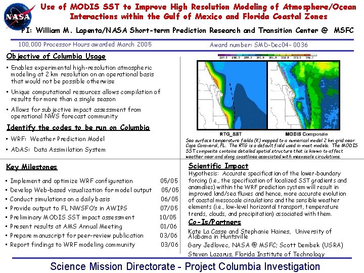 Science Mission Directorate Use of MODIS SST Earth-Sun System Division to Improve High Resolution