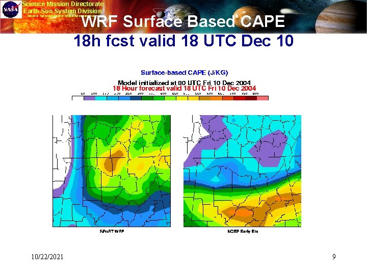 Science Mission Directorate Earth-Sun System Division WRF Surface Based CAPE 18 h fcst valid