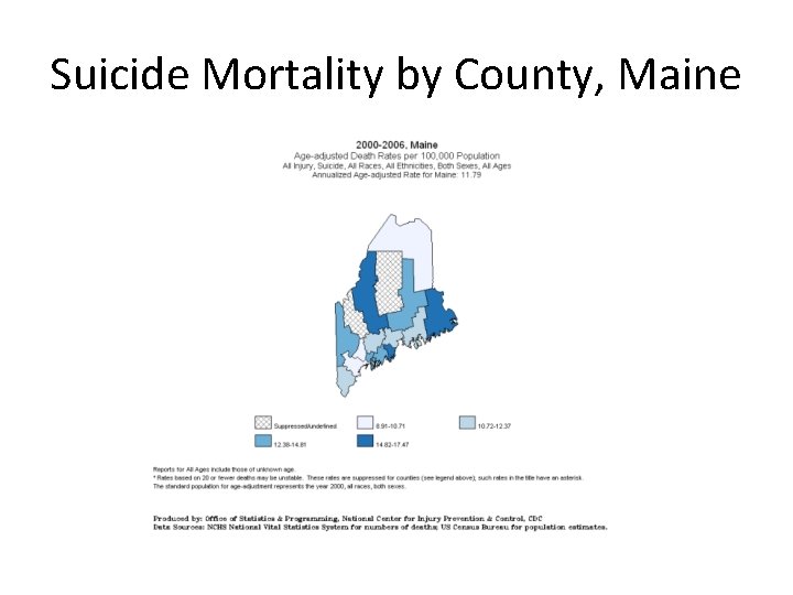 Suicide Mortality by County, Maine 