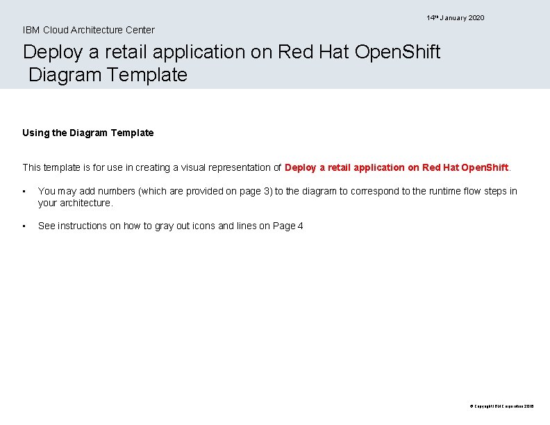 14 th January 2020 IBM Cloud Architecture Center Deploy a retail application on Red