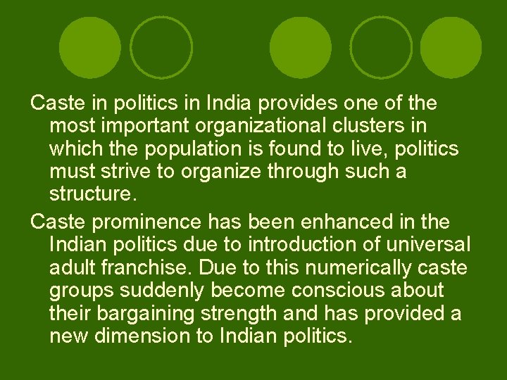 Caste and Politics in India Meaning of the