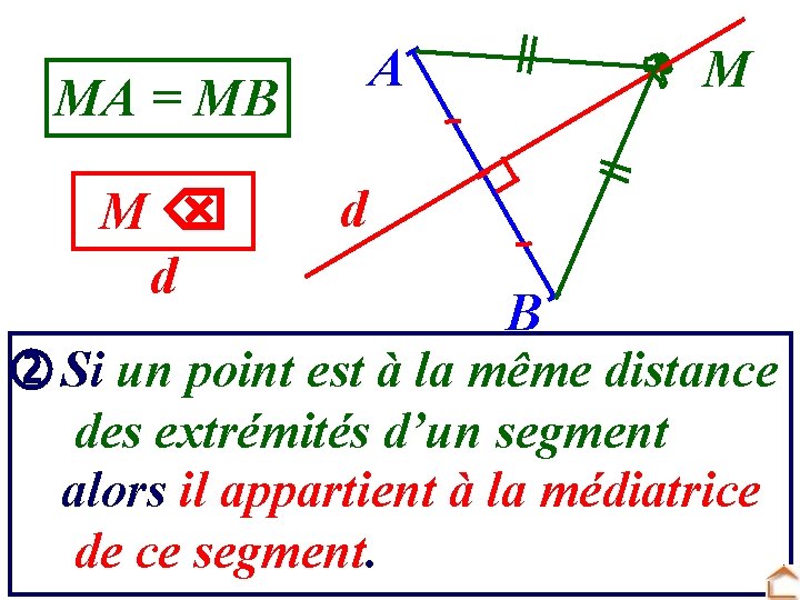 A MA = MB M d B Si un point est à la même