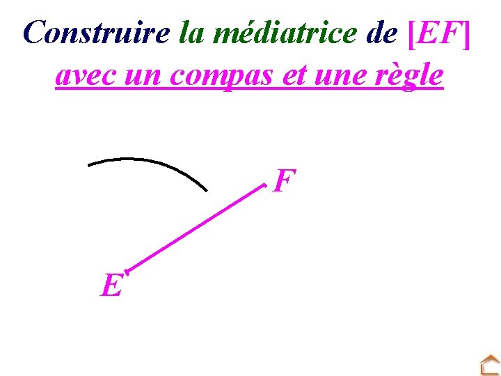Construire la médiatrice de [EF] avec un compas et une règle F E 