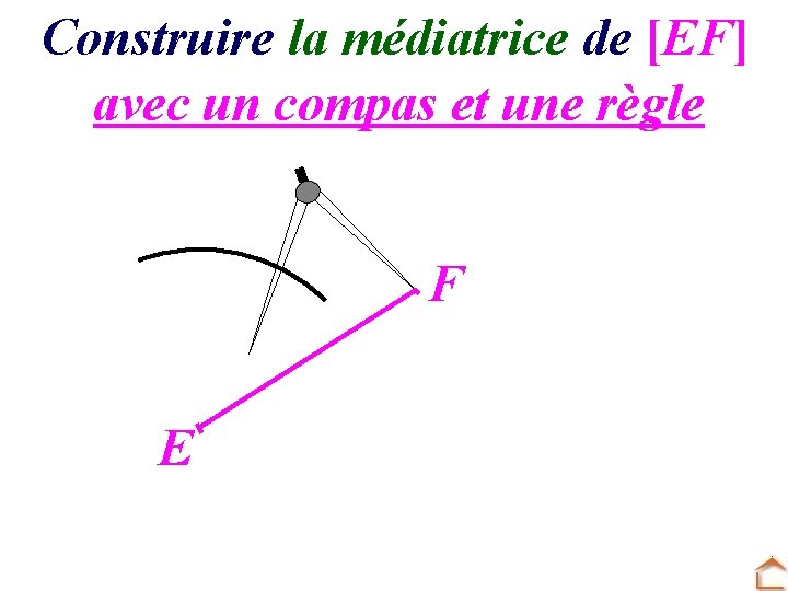 Construire la médiatrice de [EF] avec un compas et une règle F E 