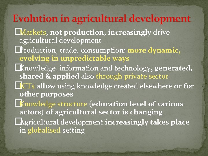 Knowledge sharing and agricultural innovation system model Developing