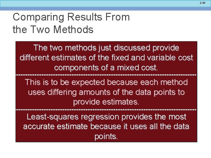 2 -46 Comparing Results From the Two Methods The two methods just discussed provide