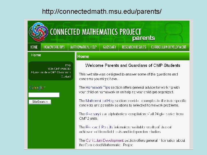 http: //connectedmath. msu. edu/parents/ 