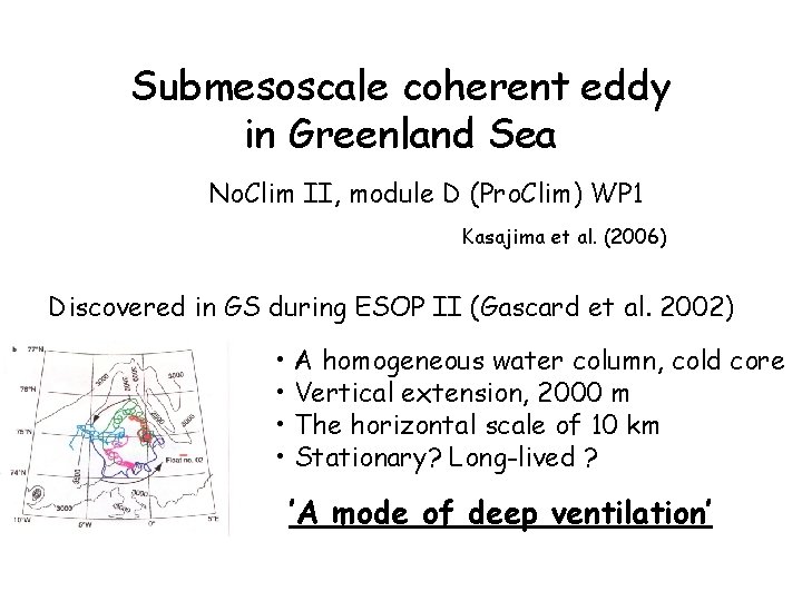 Submesoscale coherent eddy in Greenland Sea No. Clim II, module D (Pro. Clim) WP