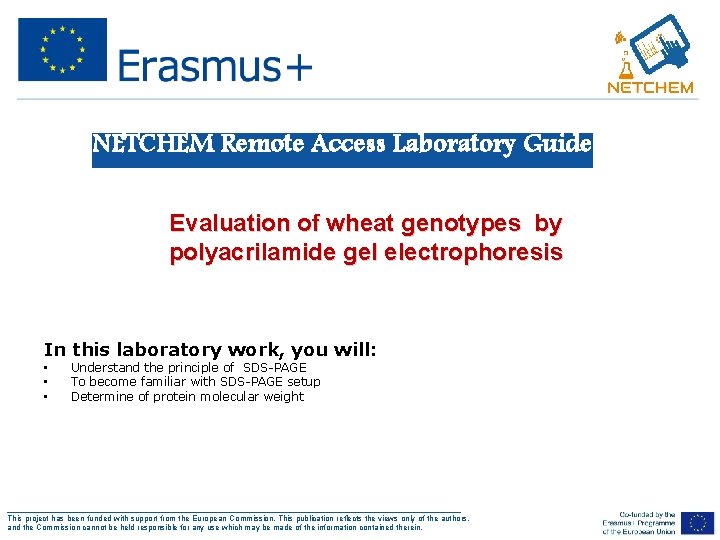 NETCHEM Remote Access Laboratory Guide Evaluation of wheat genotypes by polyacrilamide gel electrophoresis In