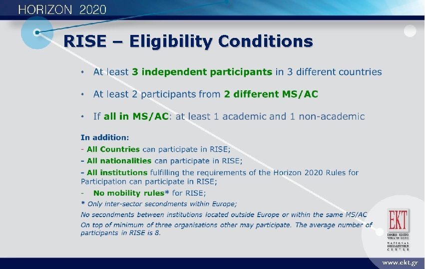 RISE – Eligibility Conditions 