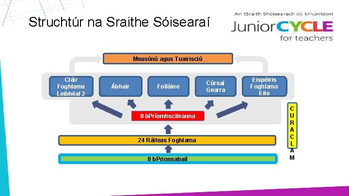 Struchtúr na Sraithe Sóisearaí Measúnú agus Tuairisciú Cláir Foghlama Leibhéal 2 Ábhair Folláine 8