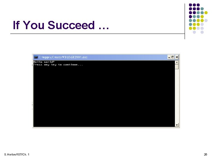 If You Succeed … S. Horton/107/Ch. 1 26 