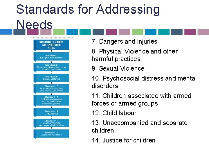 Standards for Addressing Needs 7. Dangers and injuries 8. Physical Violence and other harmful Standards for Addressing Needs 7. Dangers and injuries 8. Physical Violence and other harmful