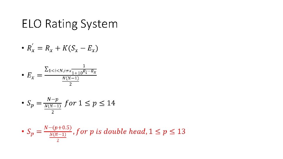 ELO Rating System • 