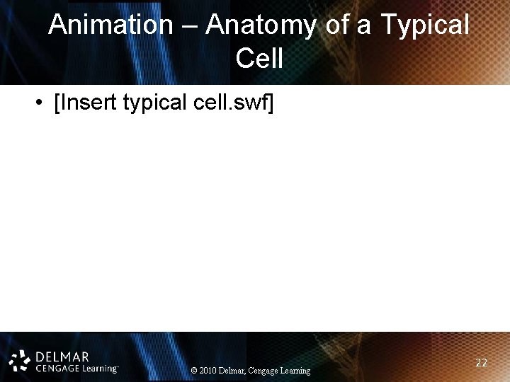 Animation – Anatomy of a Typical Cell • [Insert typical cell. swf] © 2010