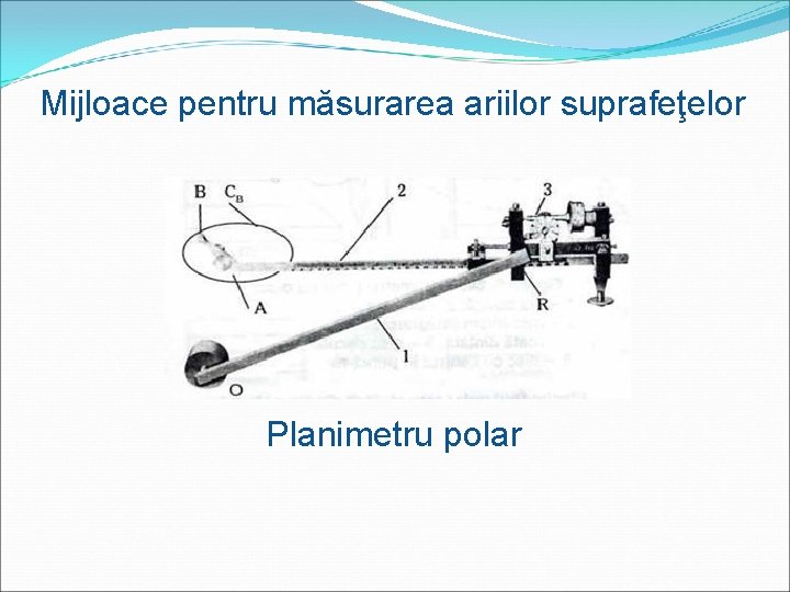 Mijloace pentru măsurarea ariilor suprafeţelor Planimetru polar 