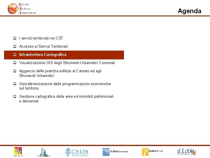 Agenda q I servizi territoriali nei CST q Accesso ai Servizi Territoriali q Infrastruttura