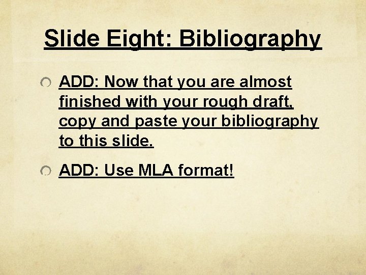 Final Power Point Now it is time to