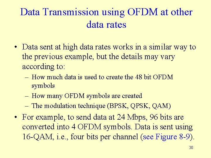 Data Transmission using OFDM at other data rates • Data sent at high data