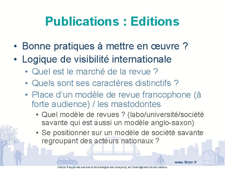 Publications : Editions • Bonne pratiques à mettre en œuvre ? • Logique de