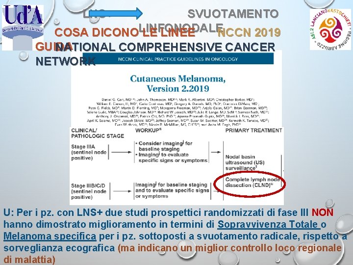 LNS+ SVUOTAMENTO NCCN 2019 COSA DICONOLINFONODALE LE LINEE GUIDA NATIONAL COMPREHENSIVE CANCER NETWORK U: