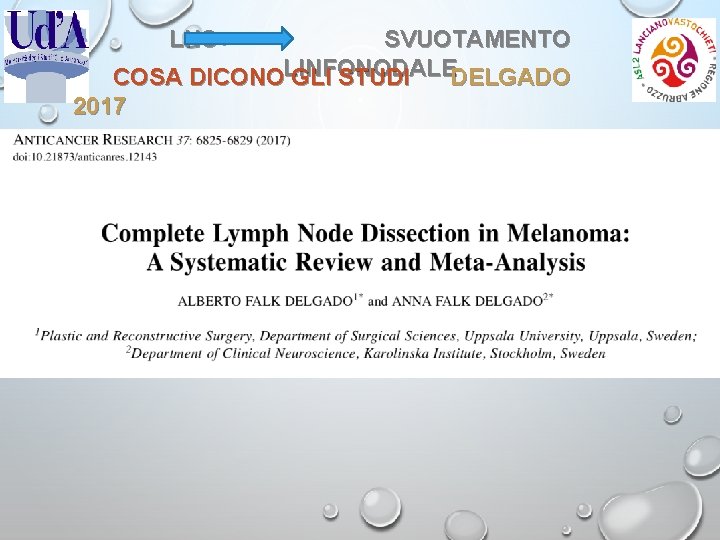 LNS+ SVUOTAMENTO COSA DICONOLINFONODALE GLI STUDI DELGADO 2017 