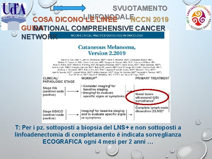 LNS+ SVUOTAMENTO NCCN 2019 COSA DICONOLINFONODALE LE LINEE GUIDA NATIONAL COMPREHENSIVE CANCER NETWORK T: