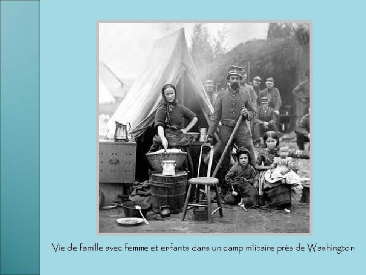 Vie de famille avec femme et enfants dans un camp militaire près de Washington