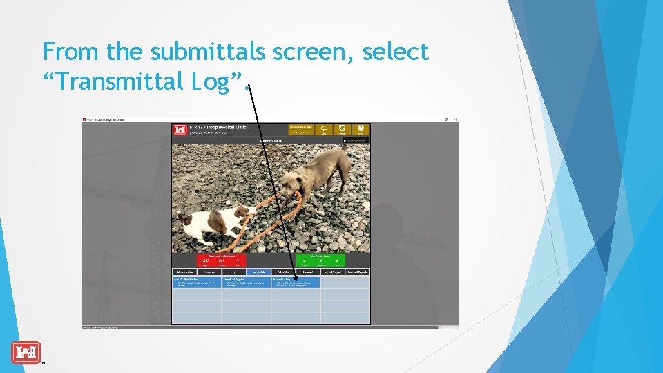 From the submittals screen, select “Transmittal Log”. 