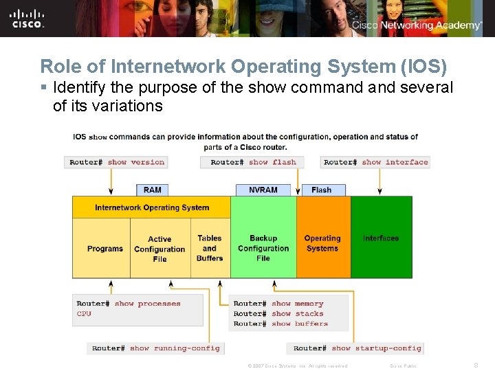 Role of Internetwork Operating System (IOS) § Identify the purpose of the show command
