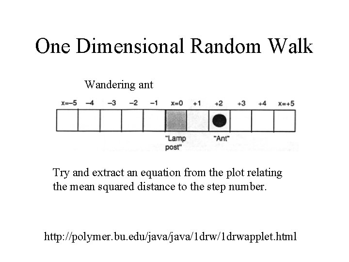 One Dimensional Random Walk Wandering ant Try and extract an equation from the plot One Dimensional Random Walk Wandering ant Try and extract an equation from the plot