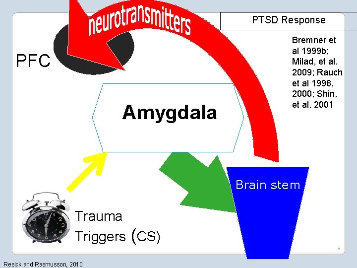 PTSD Response PFC Amygdala Bremner et al 1999 b; Milad, et al. 2009; Rauch