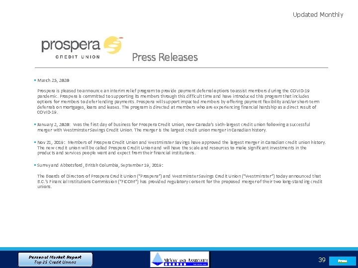 Updated Monthly Press Releases § March 25, 2020 Prospera is pleased to announce an