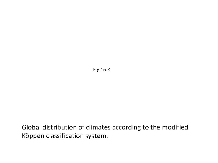Fig 16. 3 Global distribution of climates according to the modified Köppen classification system.