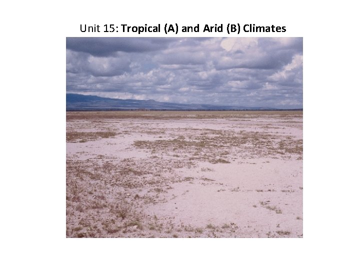 Unit 15: Tropical (A) and Arid (B) Climates 