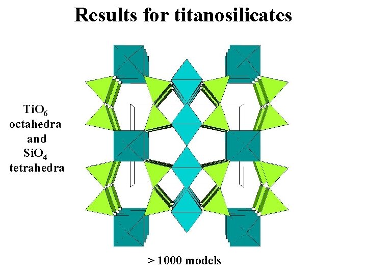 Results for titanosilicates Ti. O 6 octahedra and Si. O 4 tetrahedra > 1000