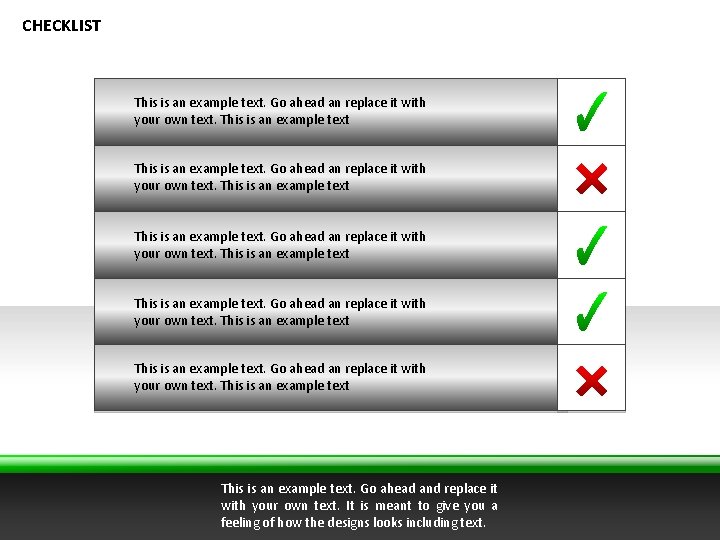 CHECKLIST This is an example text. Go ahead an replace it with your own