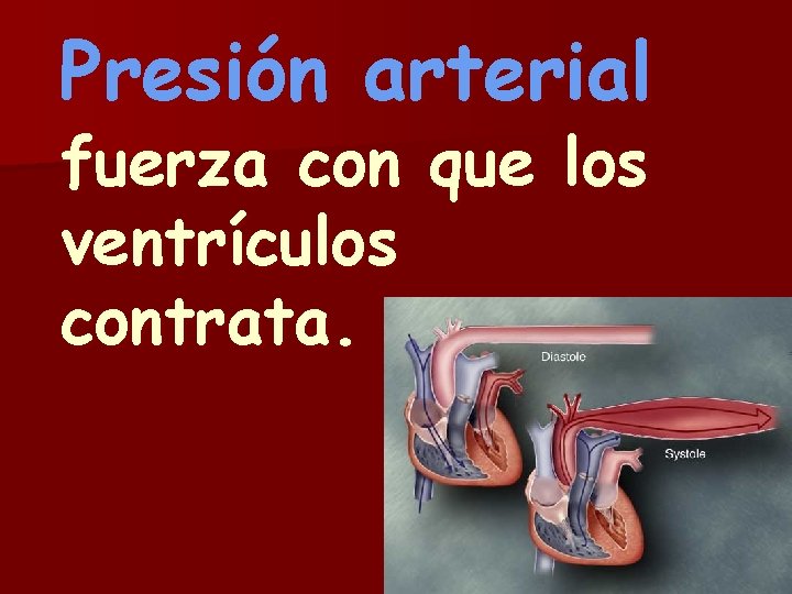 Presión arterial fuerza con que los ventrículos contrata. 