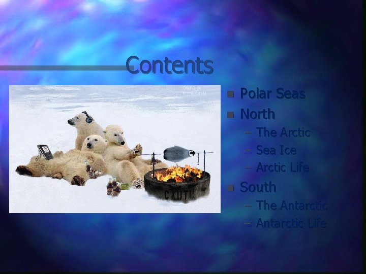 Contents n n Polar Seas North – – – n The Arctic Sea Ice