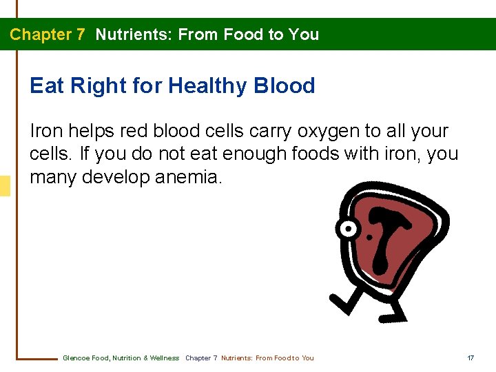 Chapter 7 Nutrients: From Food to You Eat Right for Healthy Blood Iron helps
