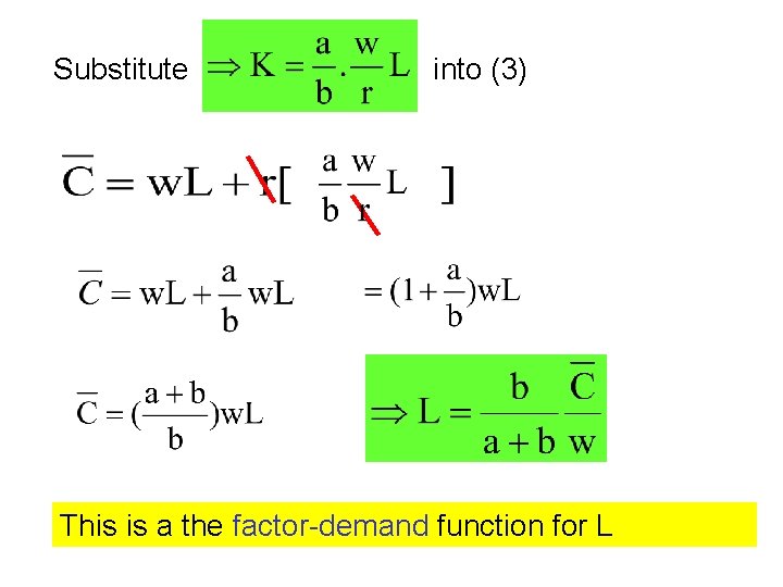 Substitute into (3) This is a the factor-demand function for L 