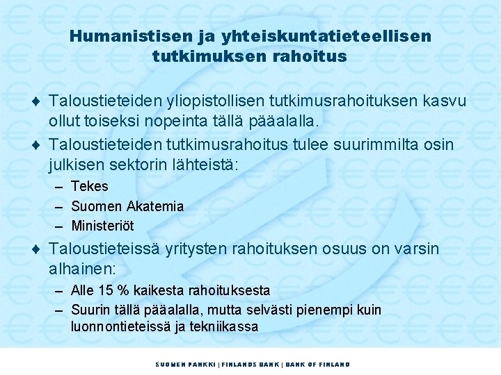 Humanistisen ja yhteiskuntatieteellisen tutkimuksen rahoitus ¨ Taloustieteiden yliopistollisen tutkimusrahoituksen kasvu ollut toiseksi nopeinta tällä