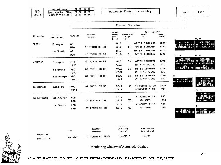 ADVANCED TRAFFIC CONTROL TECHNIQUES FOR FREEWAY SYSTEMS (AND URBAN NETWORKS), DSSL, TUC, GREECE 46