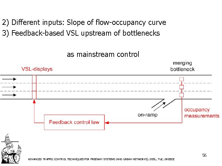 2) Different inputs: Slope of flow-occupancy curve 3) Feedback-based VSL upstream of bottlenecks as